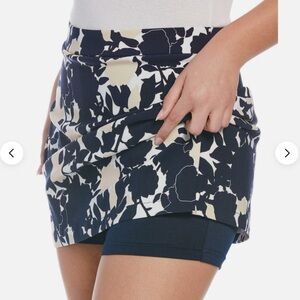 Rafaella Brand Blue & Cream Floral Comfort Stretch Pull-On Skort size XXL in EUC